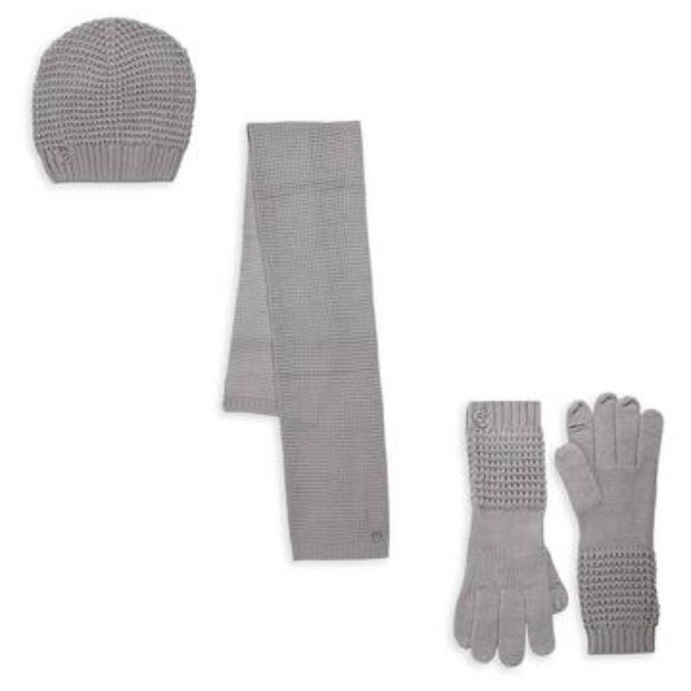 Calvin Klein Waffle Knit Hat, Scarf & Gloves
